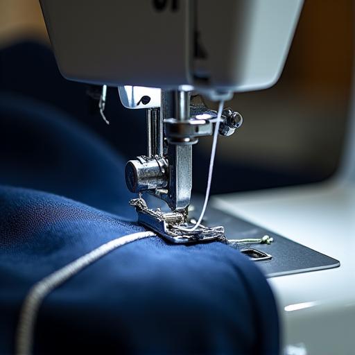 Nærbilde av en symaskin som utfører en presis søm.